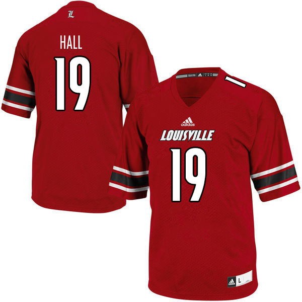 Men #19 Hassan Hall Louisville Cardinals College Football Jerseys Sale-Red - Click Image to Close